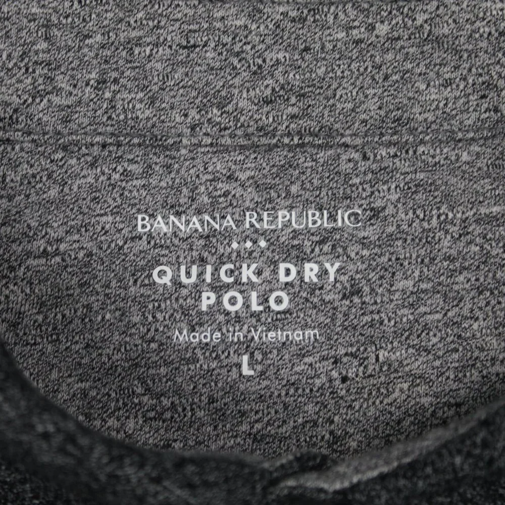 Banana Republic Quick Dry‎ Polo Shirt Mens Large Gray Cotton/Poly S/S Pullover